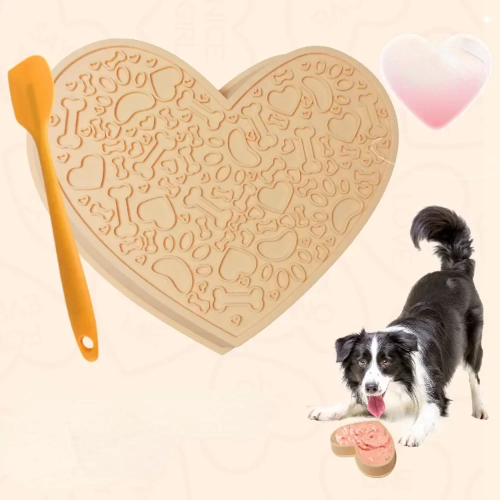 Silicone Pet Licking Pad Cat and Dog Slow Food Clean and Durable 2-in-1 Honeycomb Love Shaped Silicone Dog Bowl