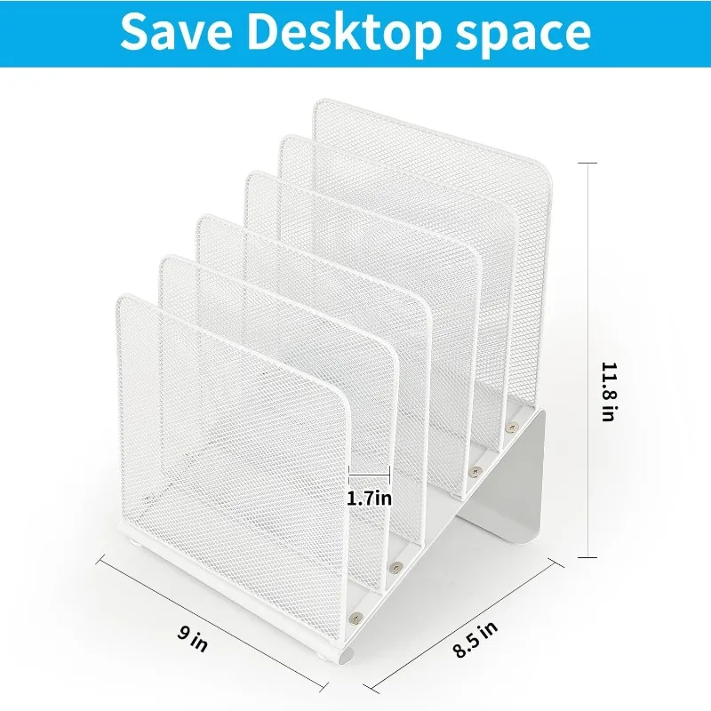 

File Organizer For Desk, Desk Organizer With 5-Section Vertical File Rack, File Folder Organizer, Desk Accessories & Workspace O