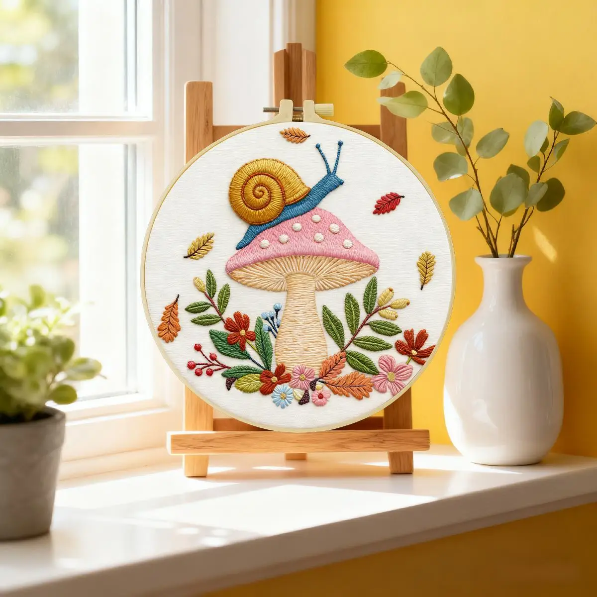 1pc 20X20CM/15X15CM 7.87/6.3inch Mushroom Embroidery Starter Kit DIY Kit DIY Embroidery Kit Manualidades Needle Art Sewing Art