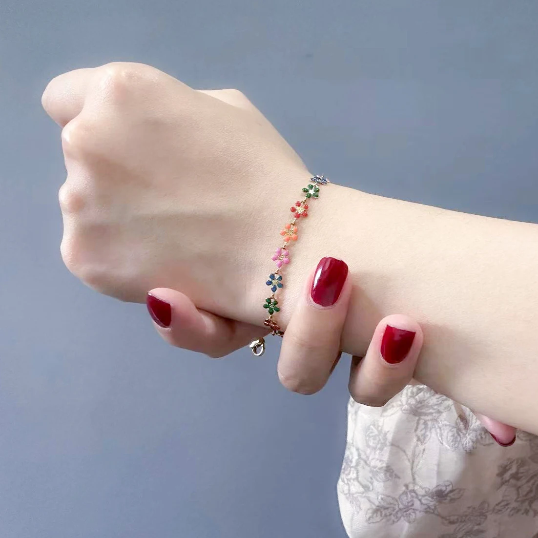 Handgefertigte Süße Kleine Blumenkette für Damen, Schmuck, Emaille-Gänseblümchen-Anhänger, Edelstahl-Halskette – Detail 6