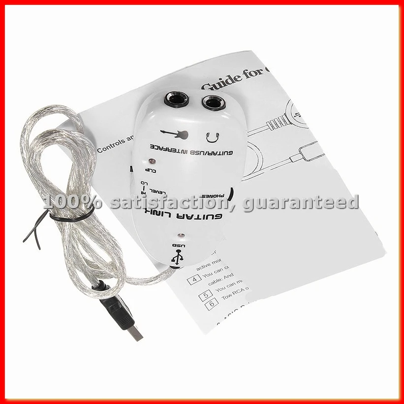 Adaptador de Cable de Conexión de Guitarra a USB de 6,3 mm, Cable de Efectos de Guitarra para Grabación y Reproducción en PC, Adaptador de Guitarra USB-A68X