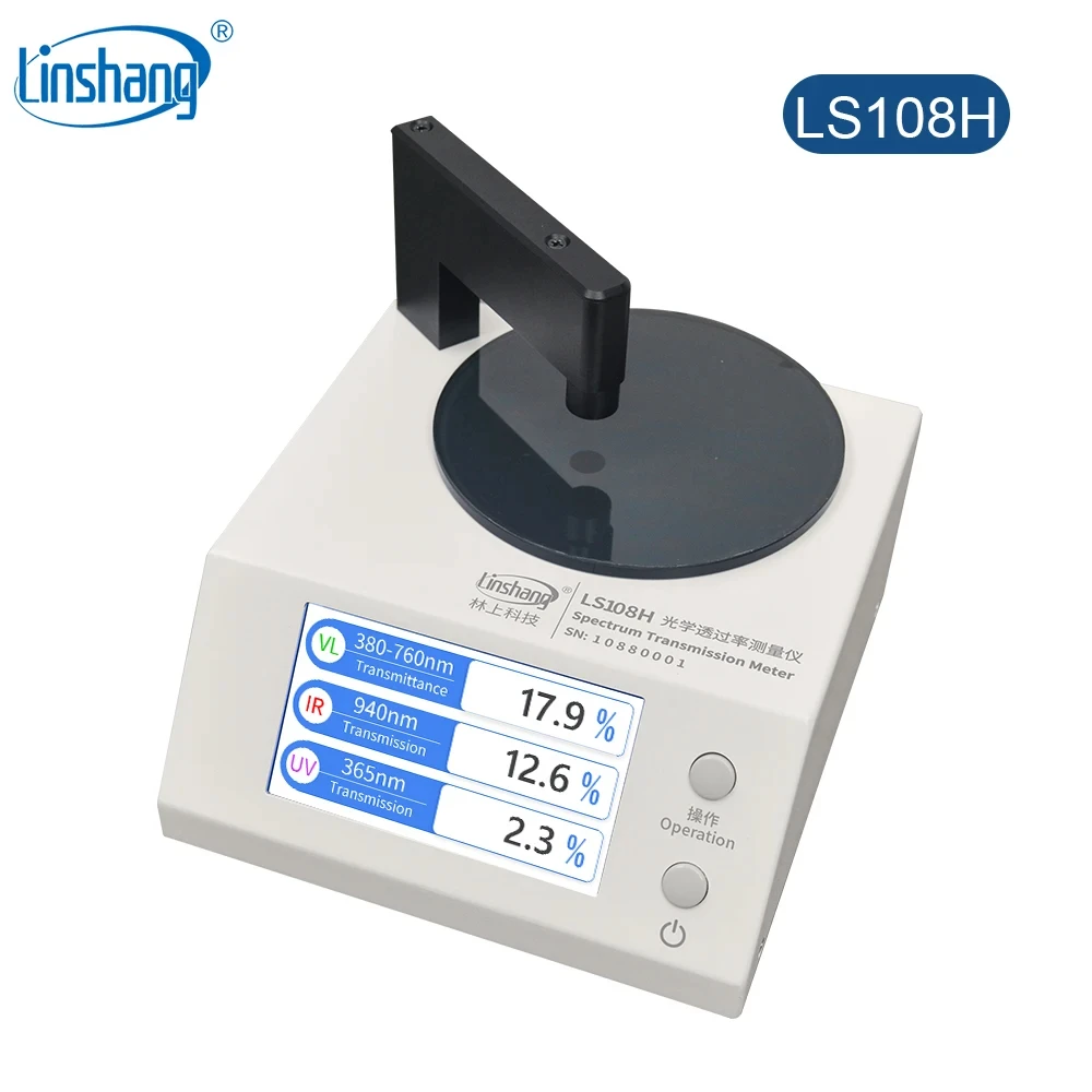 Linshang-Transmittance Meter, Transmission Meter with 365nm UV 940nm IR 380-760nm VL for Teinted Window Film Glass LS108H