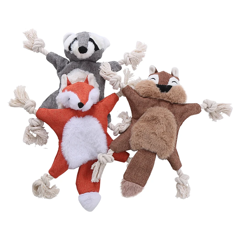 Dog plush squirrel fox shell shape containing sound paper BB called bite-resistant molar pet toy