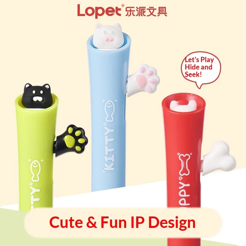 

Ручка Lopet ST с гелевыми стираемыми чернилами 0,5 мм, черные/синие стираемые чернила, плавное письмо, милый дизайн с животными, ручка для студентов, для экзаменов и тренировок.