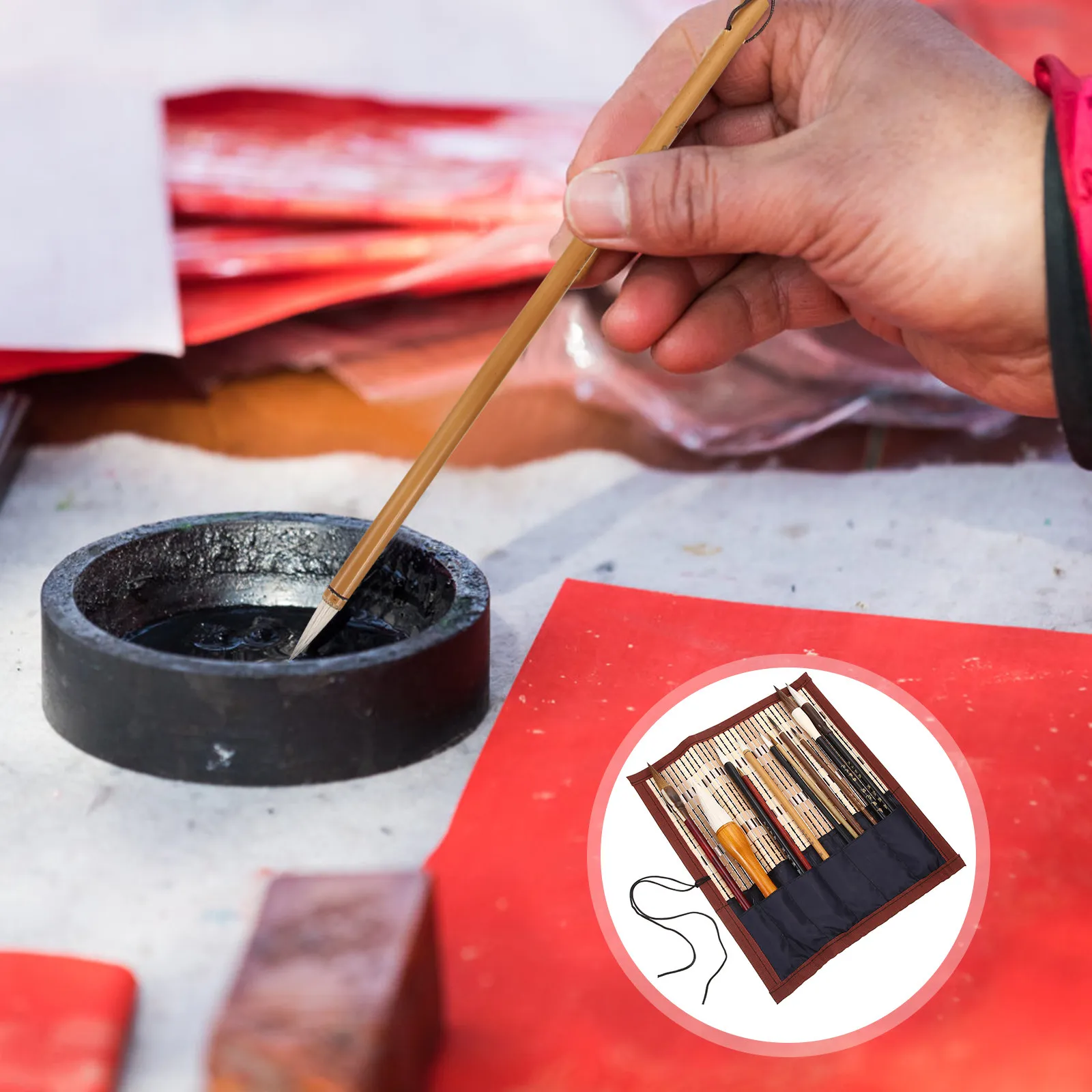 

1Set Chinese Calligraphy Brush Writing Brush Pens Sumi Drawing Brushes Professional Lightweight Wooden Handle Ink Painting