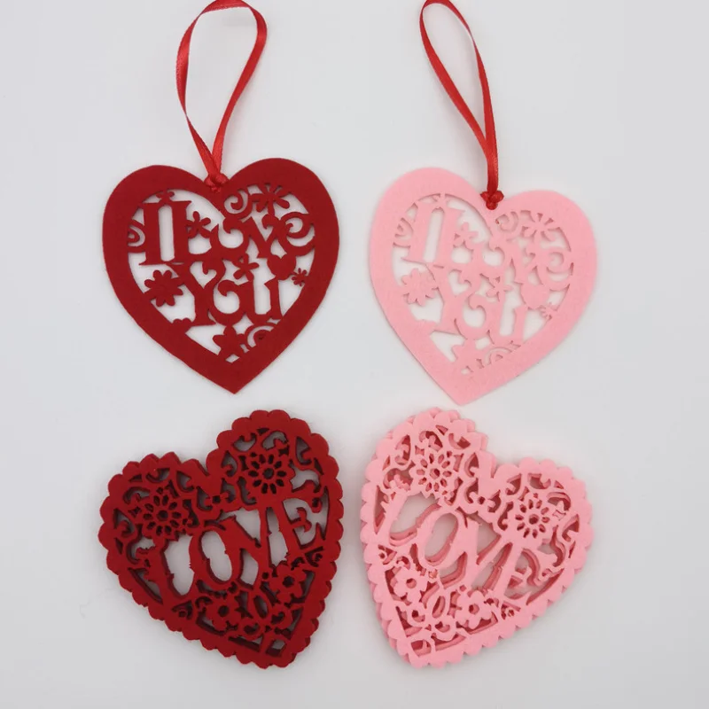 

30pcs Pink Heart Felt Ornaments - Valentine's Day Decorations for Home, Store, Party & Gift Giving