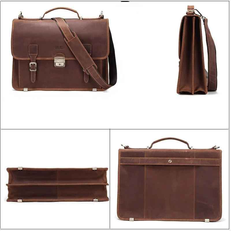 Porte-documents de luxe en cuir véritable pour hommes, sac à main décontracté pour ordinateur portable, de bonne qualité, sac à bandoulière simple pour loisirs