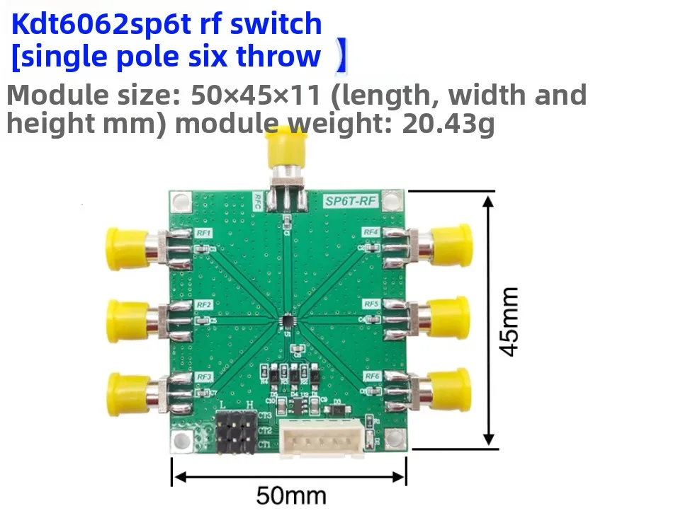 

RFSW6062 Модуль радиочастотного переключателя, однополюсный, шестипозиционный, полоса пропускания 6 ГГц, недорогой переключатель сигналов