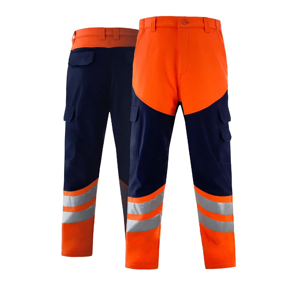 Reflective Safety Jacket High Visibility Winter Jacket and Pants Working Clothes Uniform Set Construction Site Hi Vis Workwear