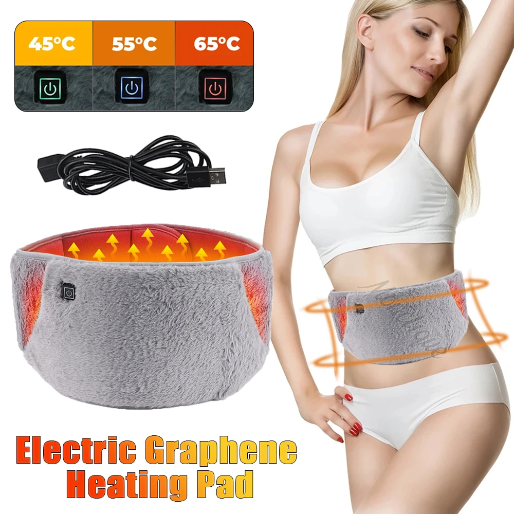 Electric Heating Abdomen Warm Belt Level 3 Temperature Control Graphene Heating Warm Pad Portable USB Charging Protective Gear