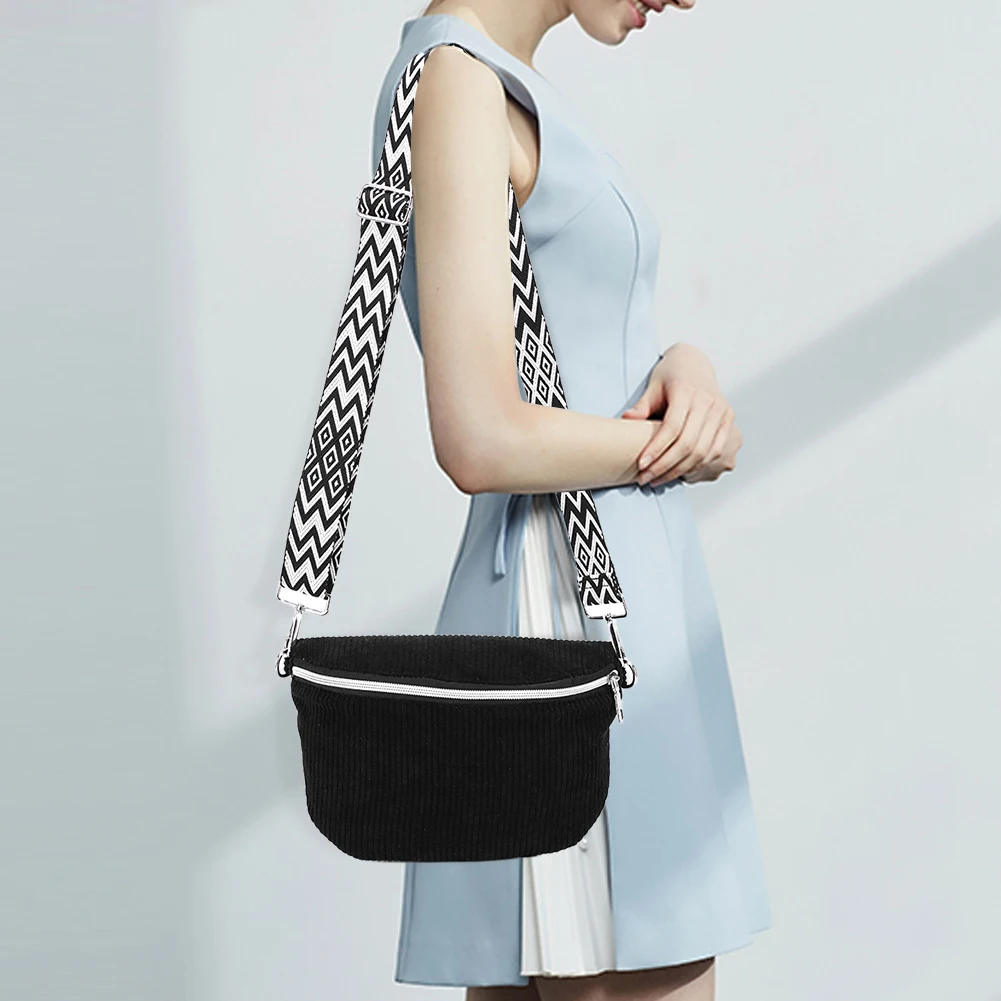 

Shoulder Bag for Men Women with Adjustable Wide Strap Crossbody Bag Corduroy Solid Chest Bag Zipper for Travel Workout
