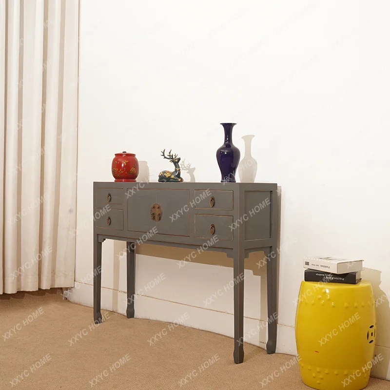 

Новый китайский шкаф для прихожей из массива дерева, тумба-перегородка из вяза, многофункциональный шкаф для хранения в прихожей