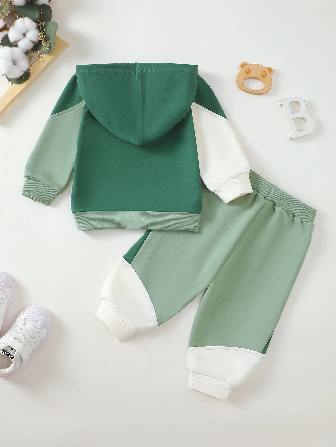 Kleinkind Jungen Frühling Herbst Hoodie Hosen Set Farbblock Langarm Baumwolle Anzug für Kinder Kleinkind Kleidung – Detail 7