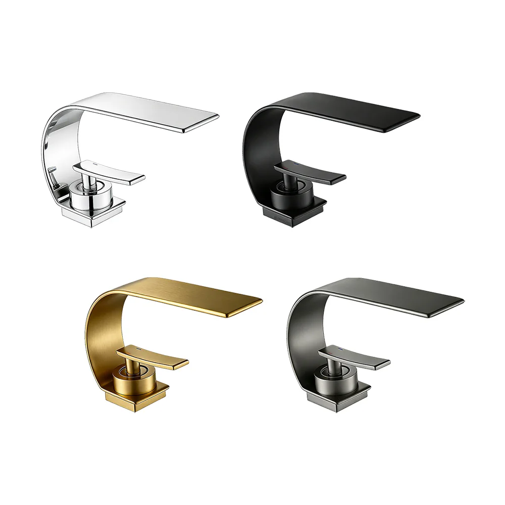 

Смеситель для раковины с дизайном «Луна» (C-образный), для холодной и горячей воды, креативный, современный, для ванной комнаты