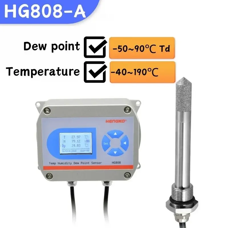 HG808 A ultra high temperature Online Dew Point Sensor Meter Transmitter With Display -50 to 90 Celsius Td RS485 & 0-5V