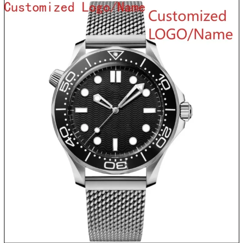 Relógio mecânico automático masculino 904l aço inoxidável preto azul verde moldura de cerâmica rosa ouro safira relógios de luxo personalizados