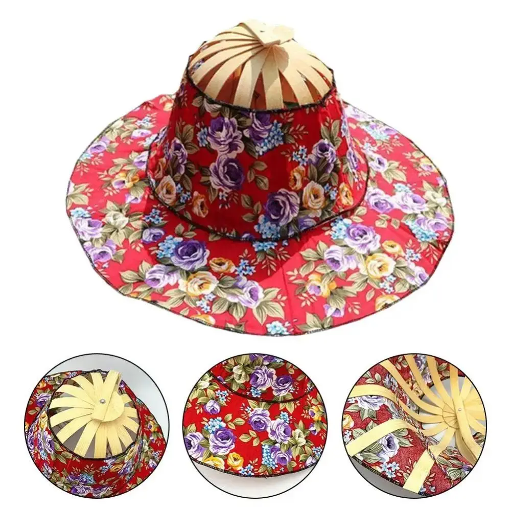 قبعة محمولة واسعة الحواف للنساء قابلة للطي واقية من الشمس قابلة للطي للسفر والشاطئ وحرير الخيزران