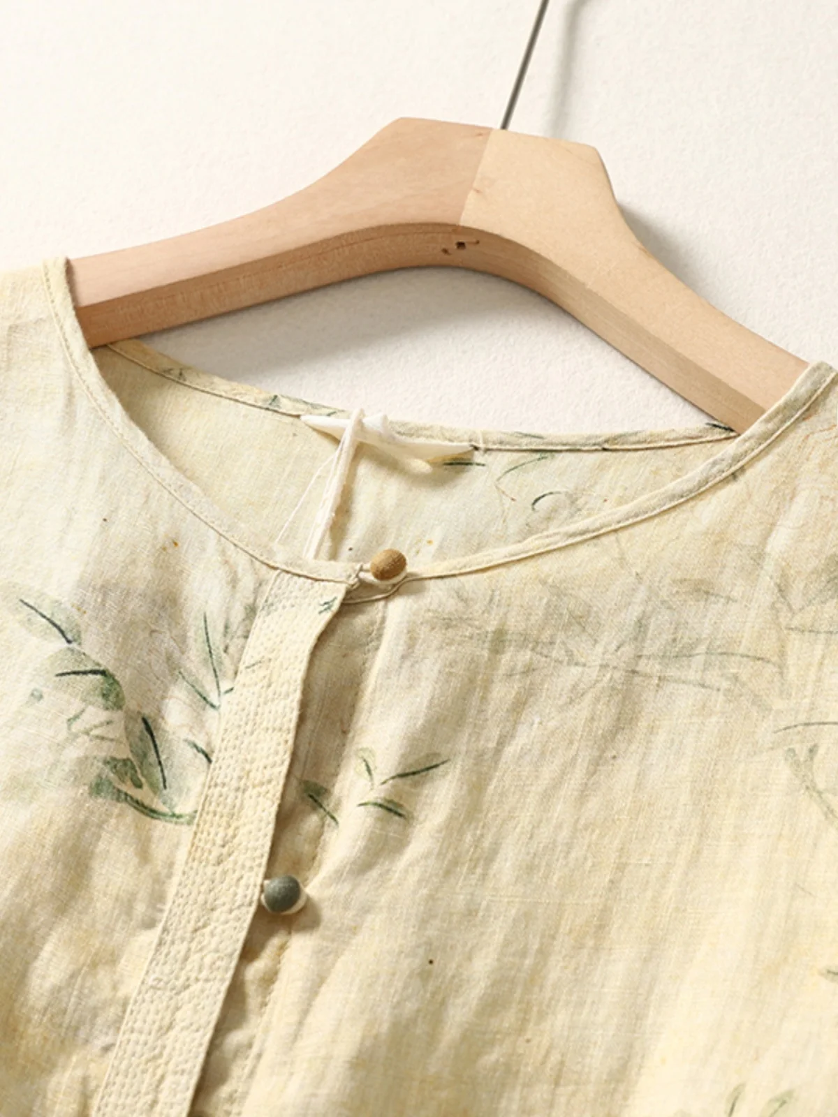 Retro Floral Print Cotton Linen irt Large Size Women's Faion round Ne Button up Long Sve Linen Casual Open Cardigan Top