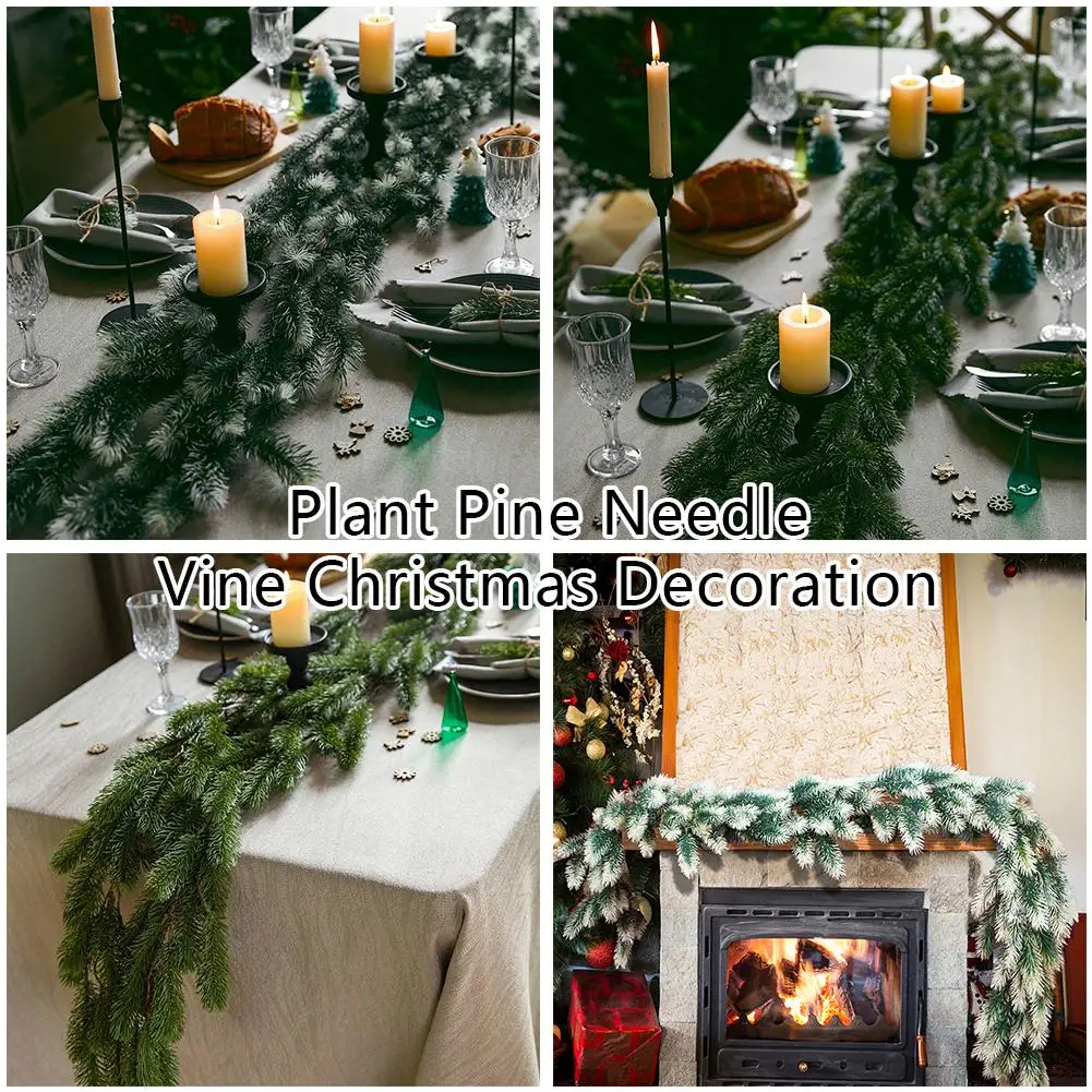 1.95m Christmas Garland Artificial Pine Needle Berry Decor Wreath Christmas Year Xmas Plant Vine Garland New Fake Fireplace G6c3