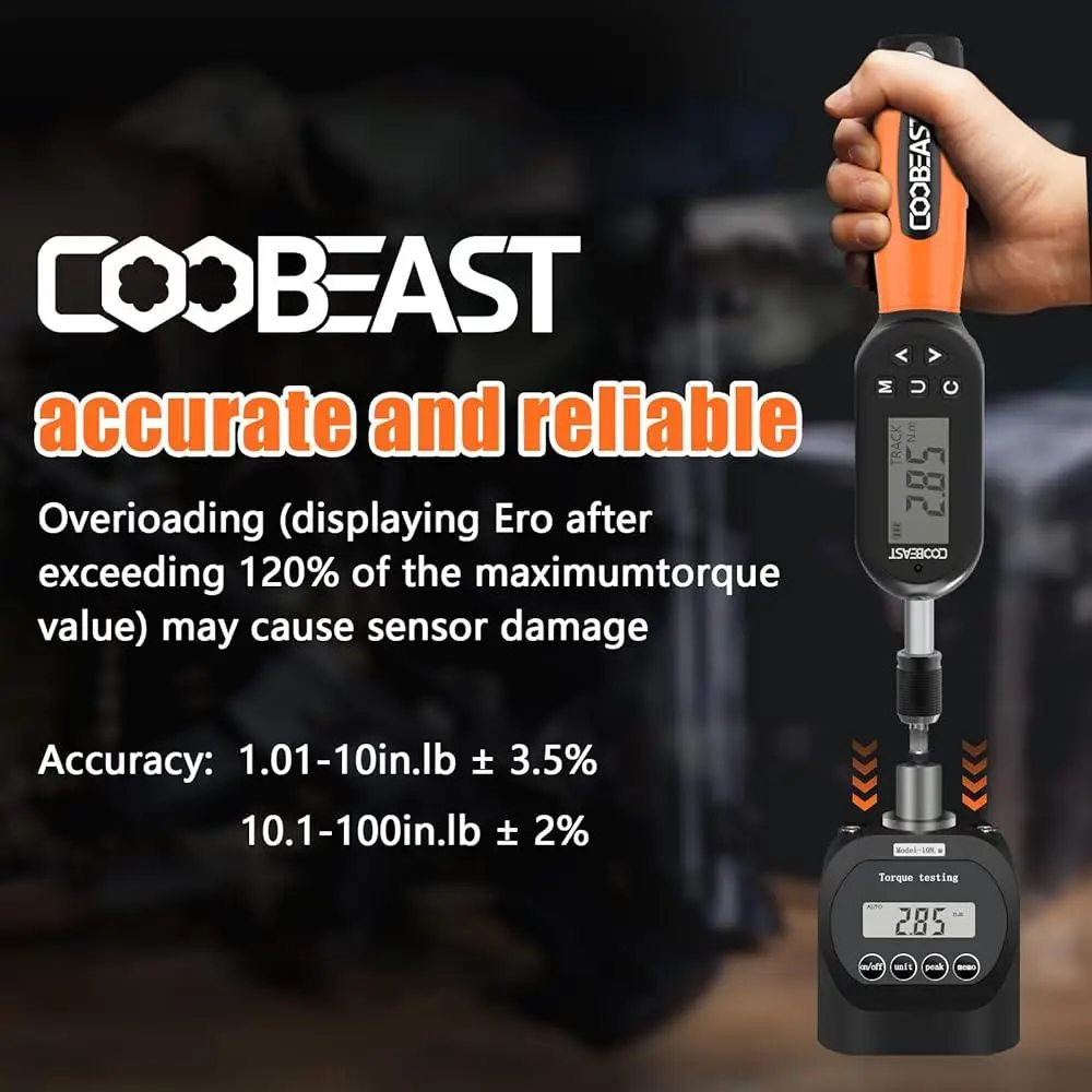 38pcs Digital Torque Screwdriver Set 1/4 Inch Drive Adjustable Electronic Torque Wrench with LED Indicator Calibration