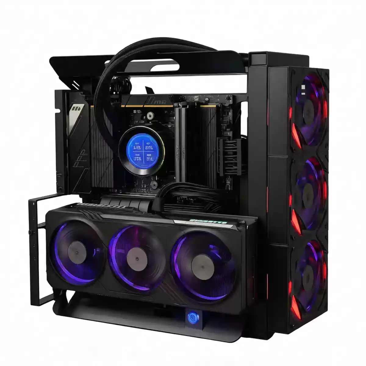 Open Frame Computer Case, Supports ATX/MATX/ITX Motherboard & Vertical GPU Mount, DIY PC Test Bench