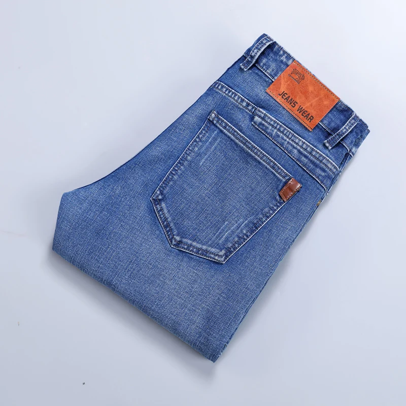 2024 New Fashionable Comfortable Soft Straight Business Men\'s Jeans Cotton Casual Stretch Denim Trousers Male Brand Clothes