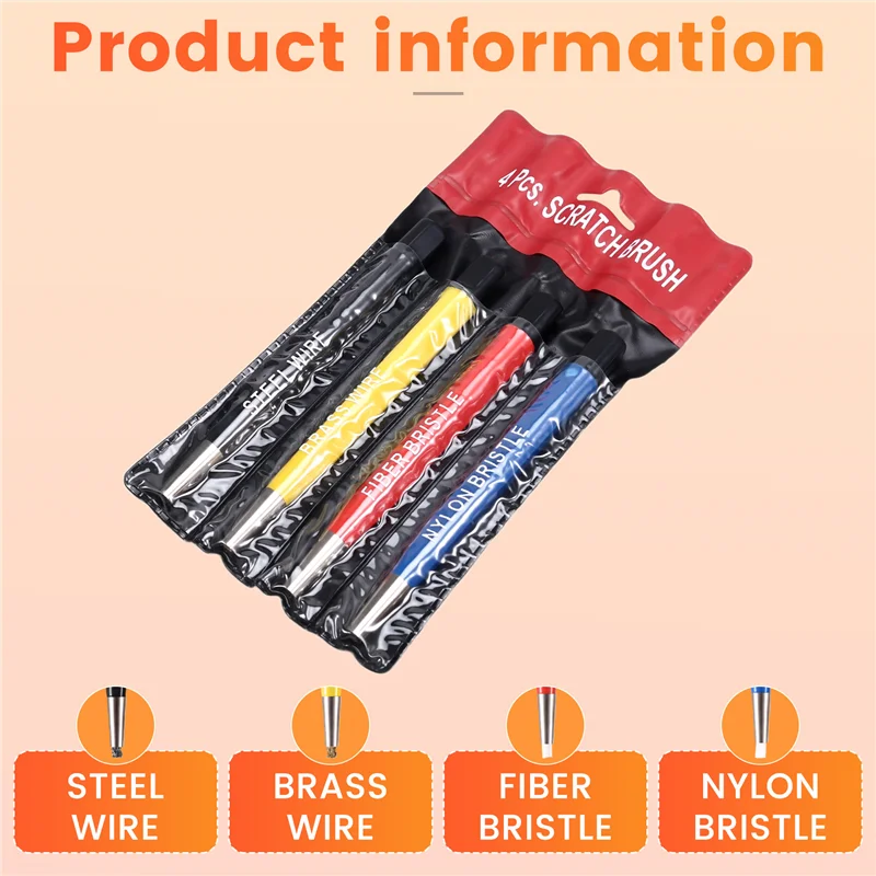 ABNL 4 pièces ensemble de stylos à brosse à gratter pré-P ponçage fibre de verre acier laiton Nylon multifonction enlevant la Corrosion et la rouille bijoux