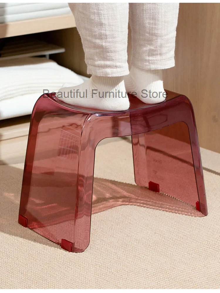 Home Bathroom Shoe changing Stool Acrylic Children's Dining Stool Antiskid Elderly Shower Bath Chair Seat For Adults Furniture