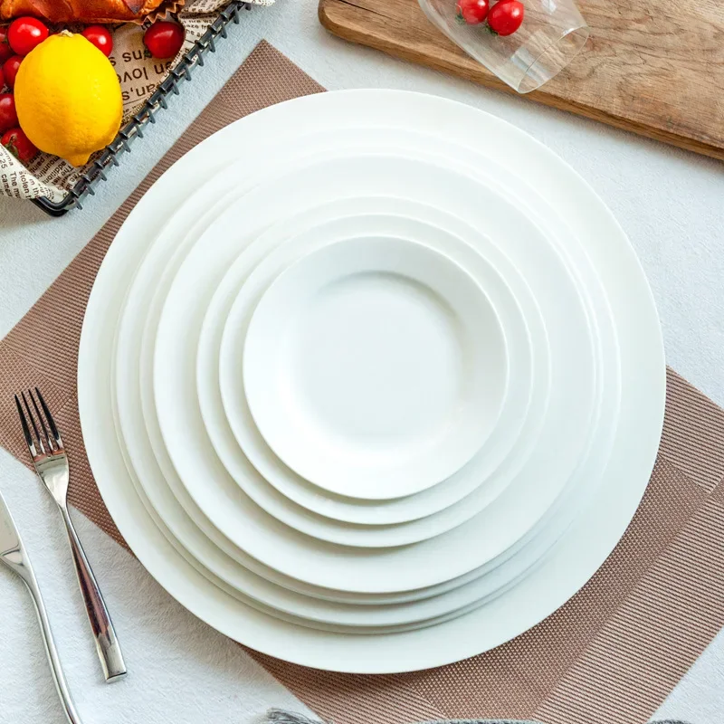 Pure White Bone Hotel Supplies Tableware Western Food Plate Steak Plate Oversized Plate Round Flat Shallow Dinner Plates