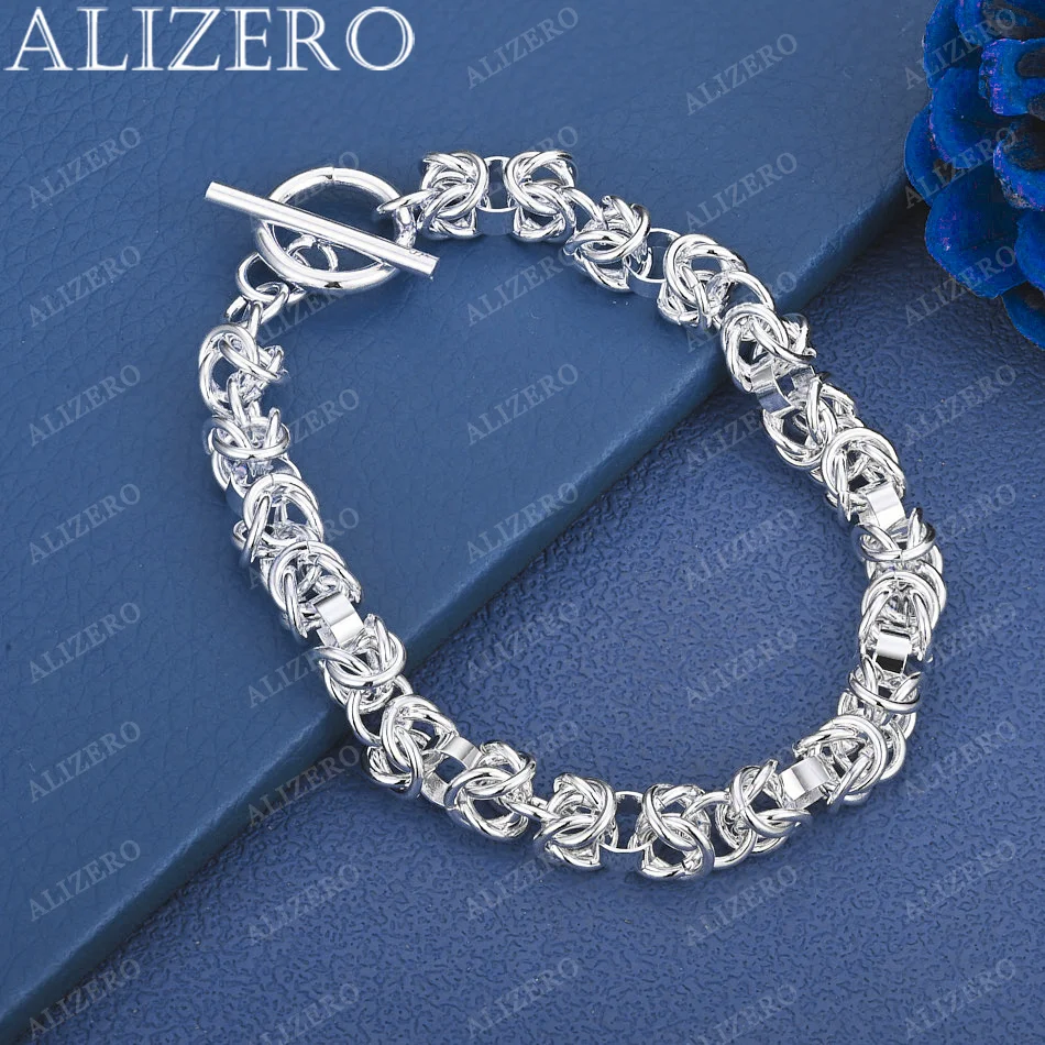 

ALIZERO 925 Sterling Silver OT Buckle Chain Many Circle Bracelet For Women Men Fashion Wedding Engagement Party Jewelry Gift