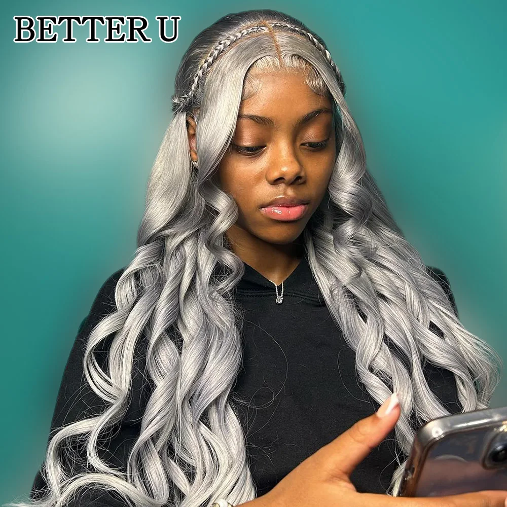 Silver Loose wave 13*4 wig transparent Brazilian hair splicing full  lace forehead wig human hair 13*6 transparent lace