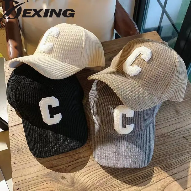 2023 Corduroy Baseball Cap for Women\'s Fashion Letters Solid Color Unisex Adjustable Men  Cap Outdoor Sports Baseball Caps