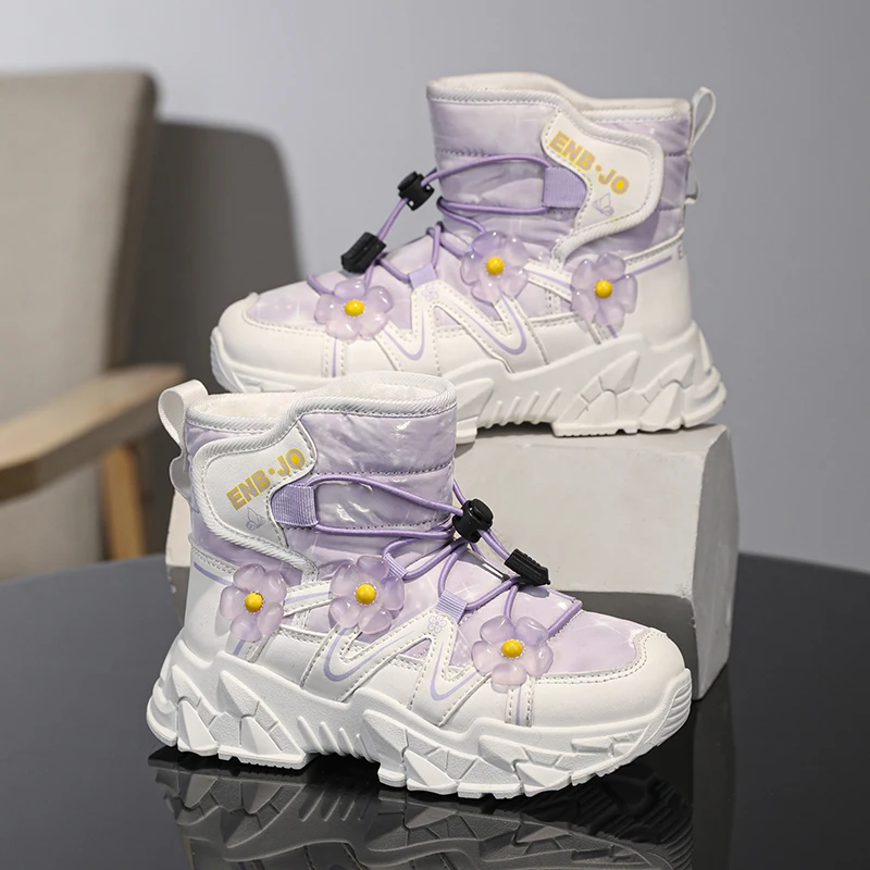 

Детские зимние сапоги, плюшевые кроссовки для девочек, зимние теплые плюшевые детские прогулочные хлопковые туфли на платформе, ботинки для девочек от 4 до 12 лет