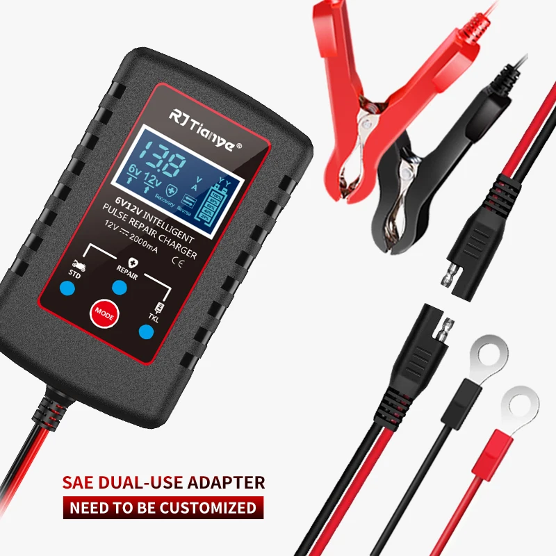 6V 12V Car Automatic Float Charger Smart Battery Charger ASE Adapter Cable Switch Multiple Protections For Motorcycle Lawn Mowe view 3