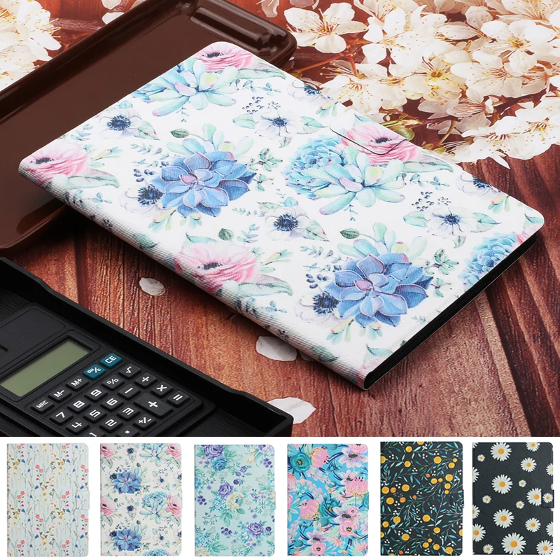 For iPad 5th 6th Generation Case Flower Painted Stand Tablet Coque For iPad 9.7 2018 2017 iPad 5 6 Air 1 Air 2 Case Funda Women