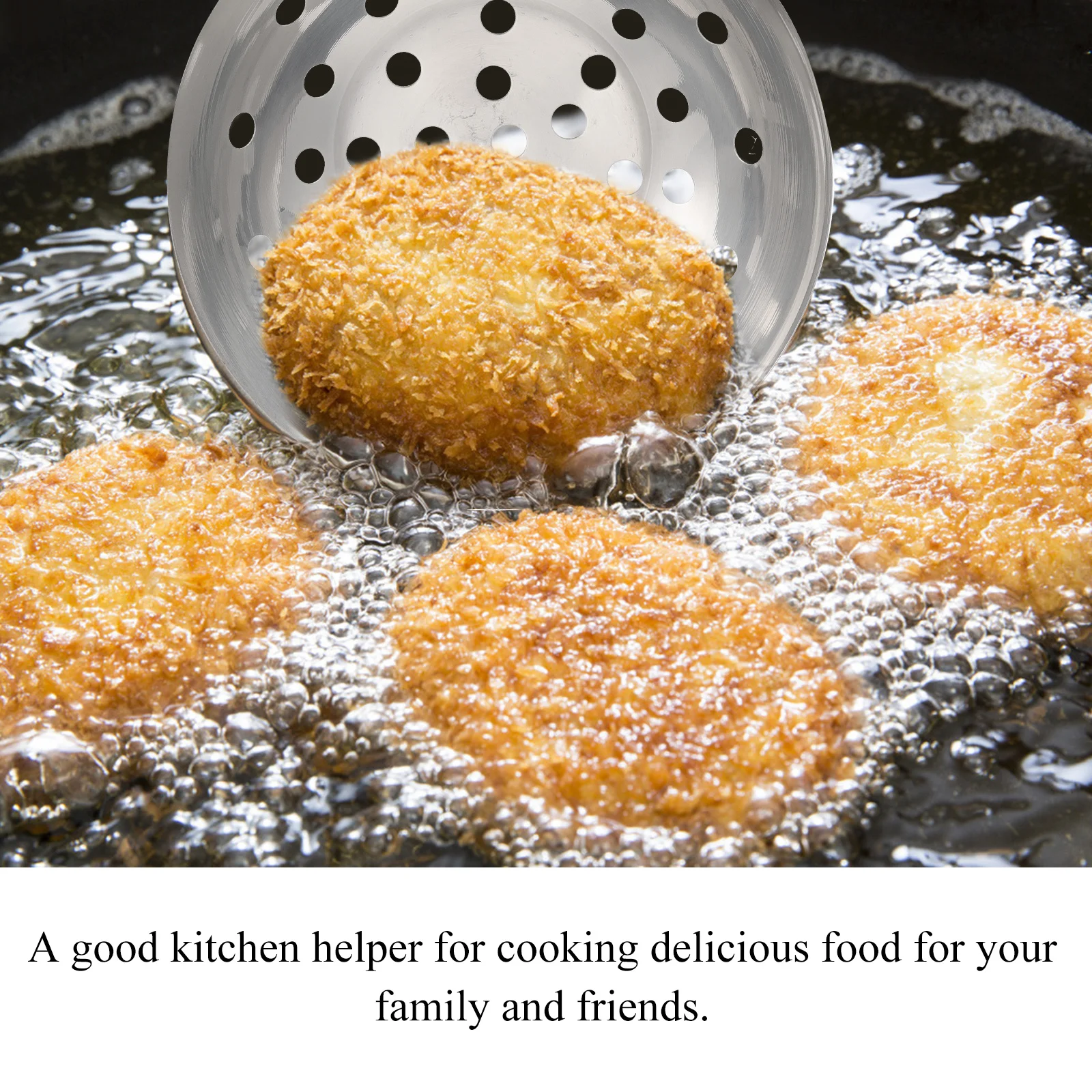 

1Pcs Stainless Steel Strainer Colander Rustproof Kitchen Mesh Food Strainer Silver Easy Clean Boiling Seafood Dumplings