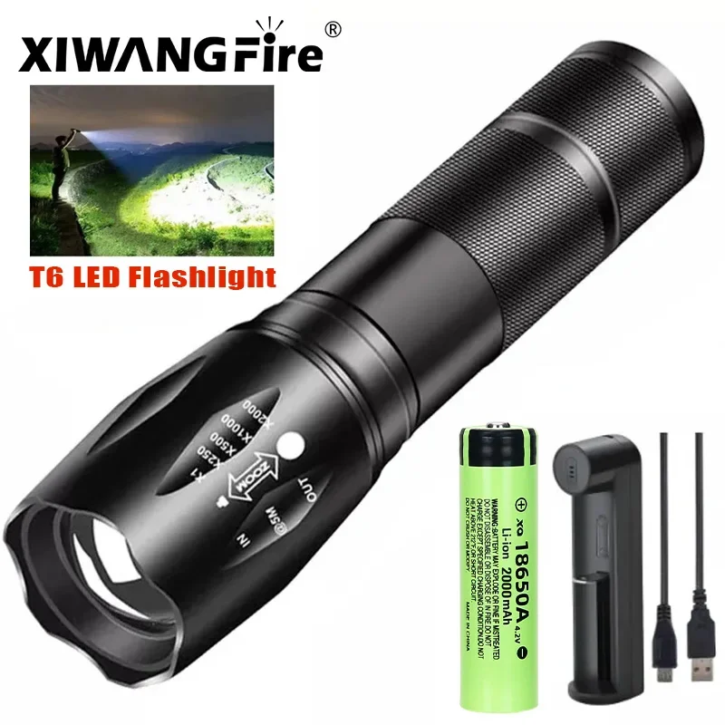 High Power Led Flashlights Camping Torch 5 Lighting Modes Aluminum Alloy Zoomable Light Waterproof Material Use 3 AAA Batteries