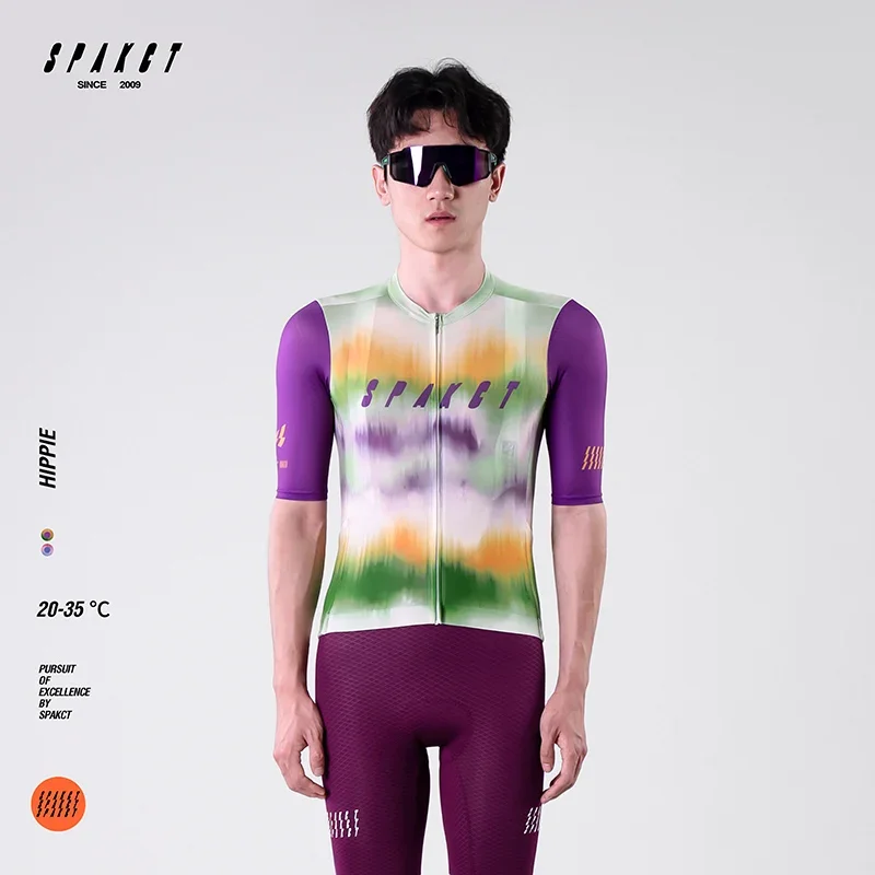 

SPAKCT - Men's short-sleeved cycling jersey, a summer breathable and quick-drying sports shirt.