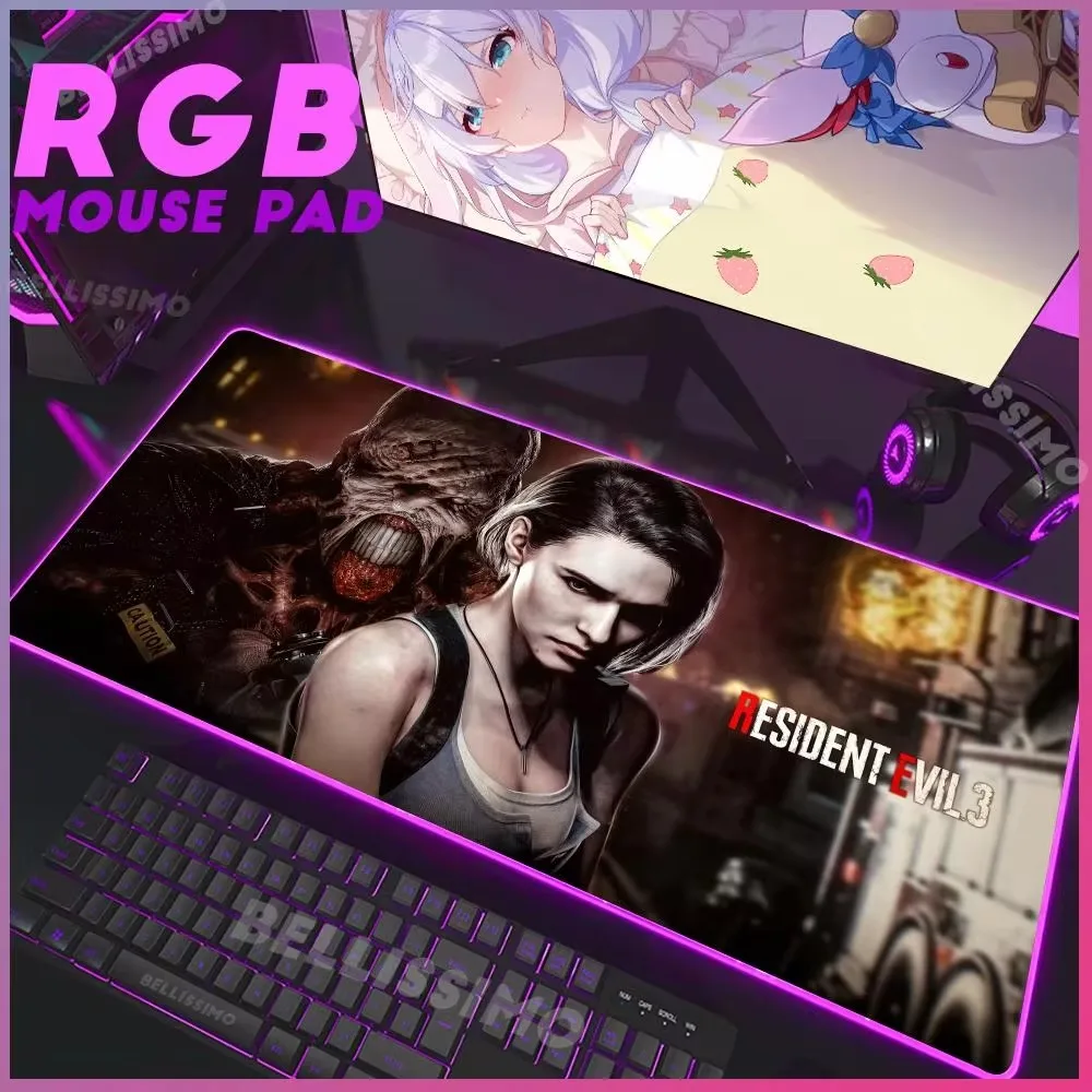 R_resident E_evil serie RGB Gaming Mousepad Lighting Table Mouse Pad Durable Keyboard Mouse Mat Game Accessories Laptop Cushion