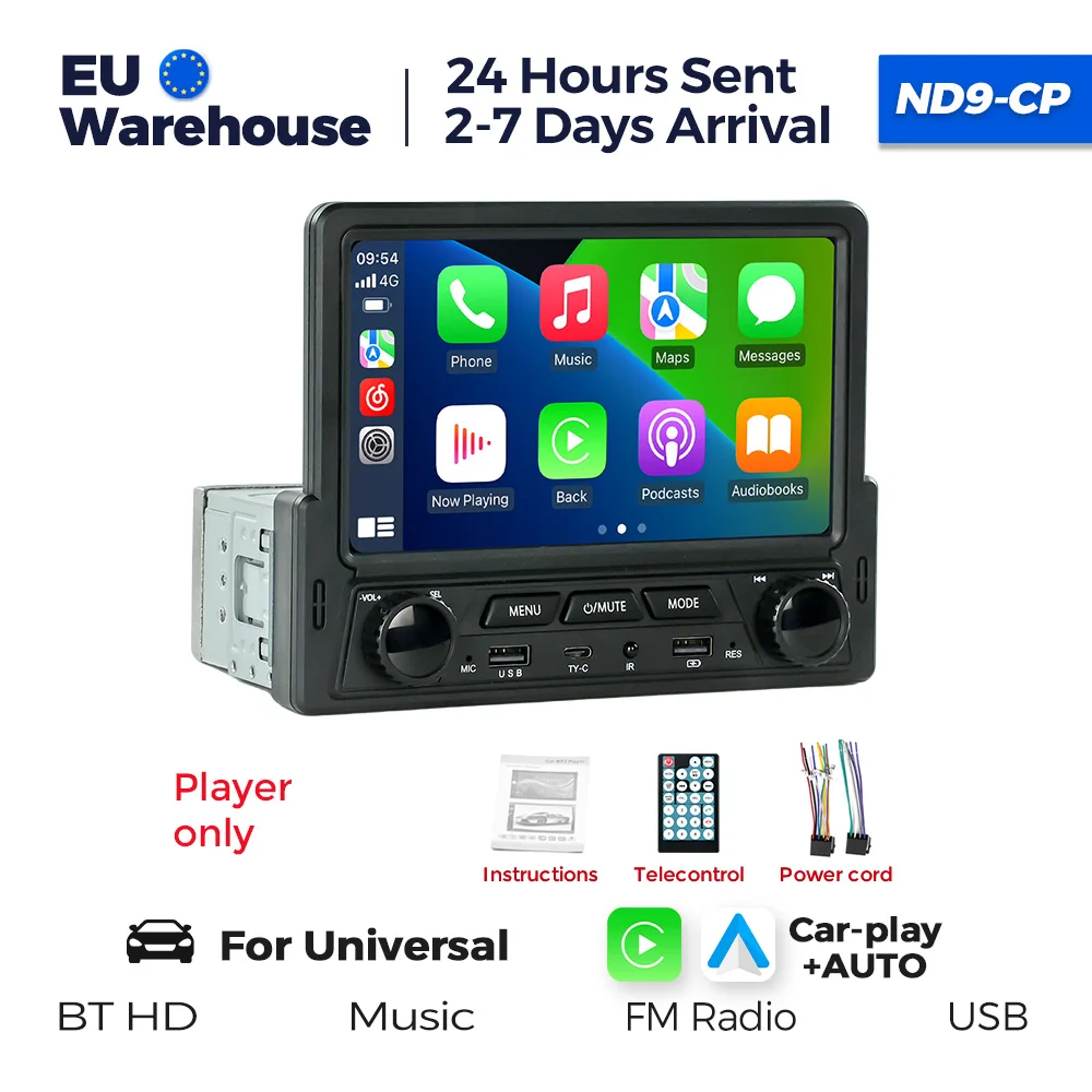 1Din 5 inch touchscreen autoradio multimedia speler Carplay Android Auto Display navigatie Mirrorlink MP5 achteruitrijcamera