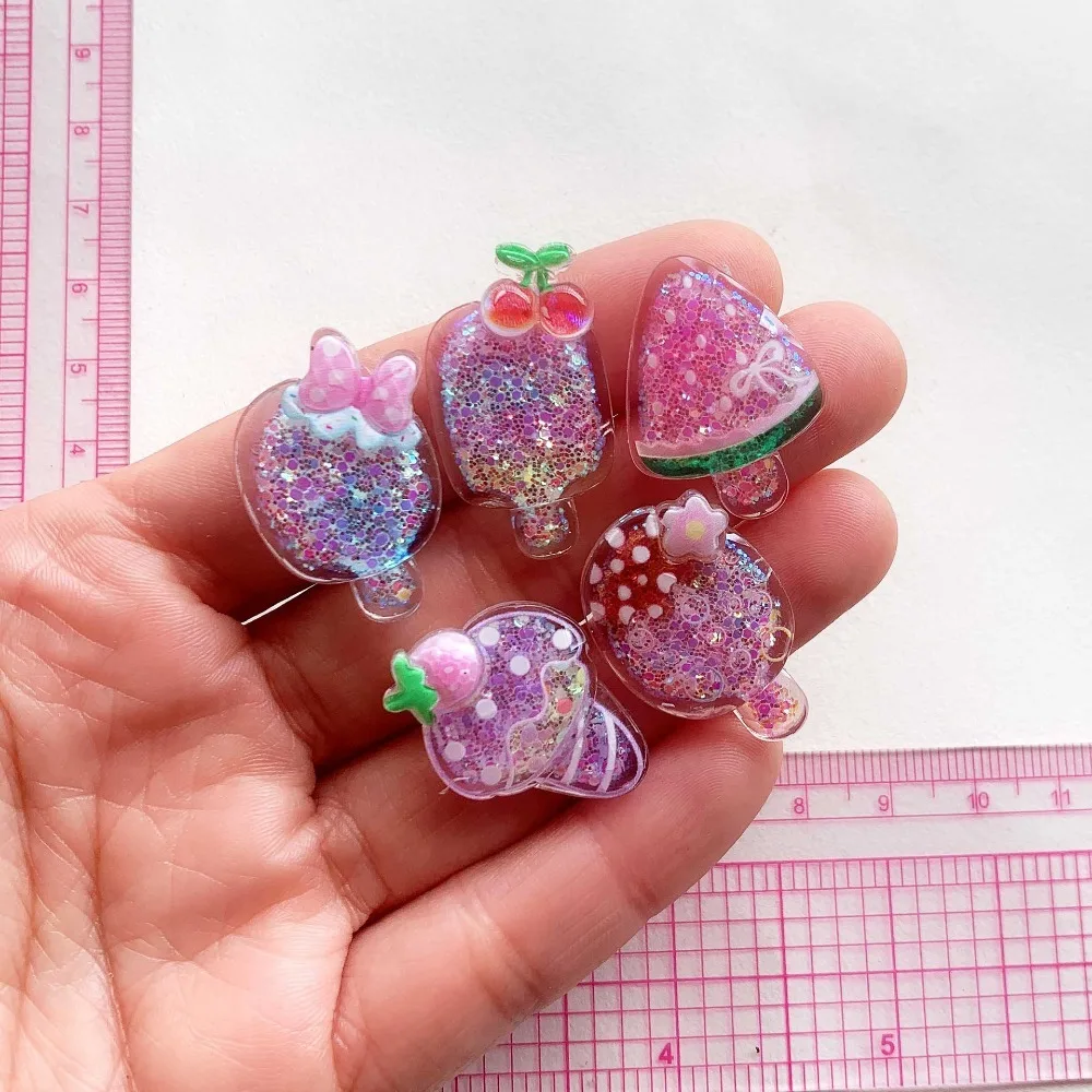10pcs Mini Kawaii Cute Melon Popsicle Flat Back Cabochons Scrapbook Diy  Party Hairpin Accessories Home Decoration Craft