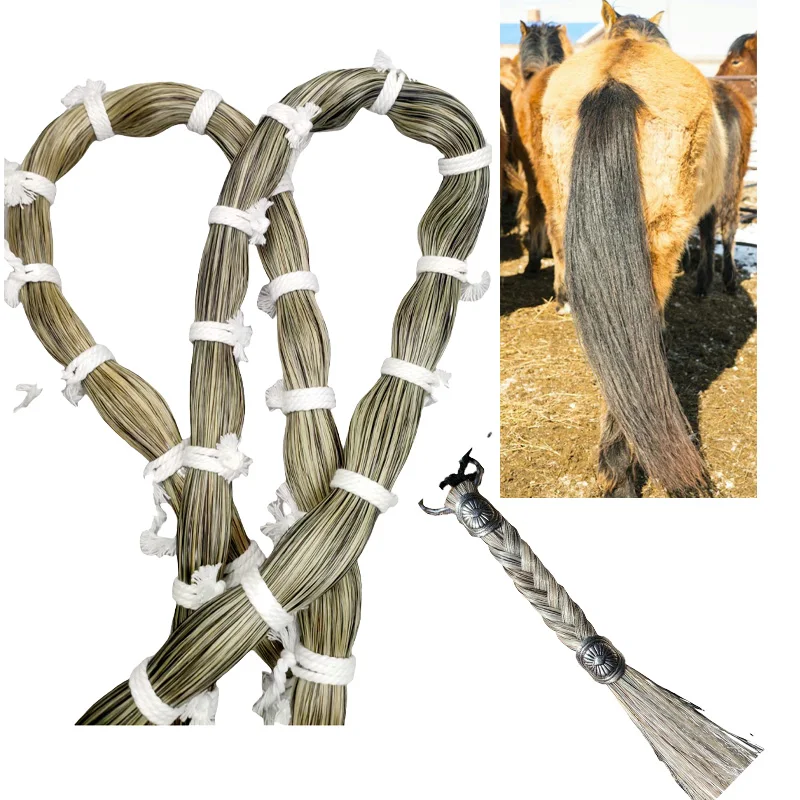 Real Grey Horse Hair 250g, DIY Key Chain Rocking Horse Hair Mane,Tail & Forelock set ON HIDE 80-83cm