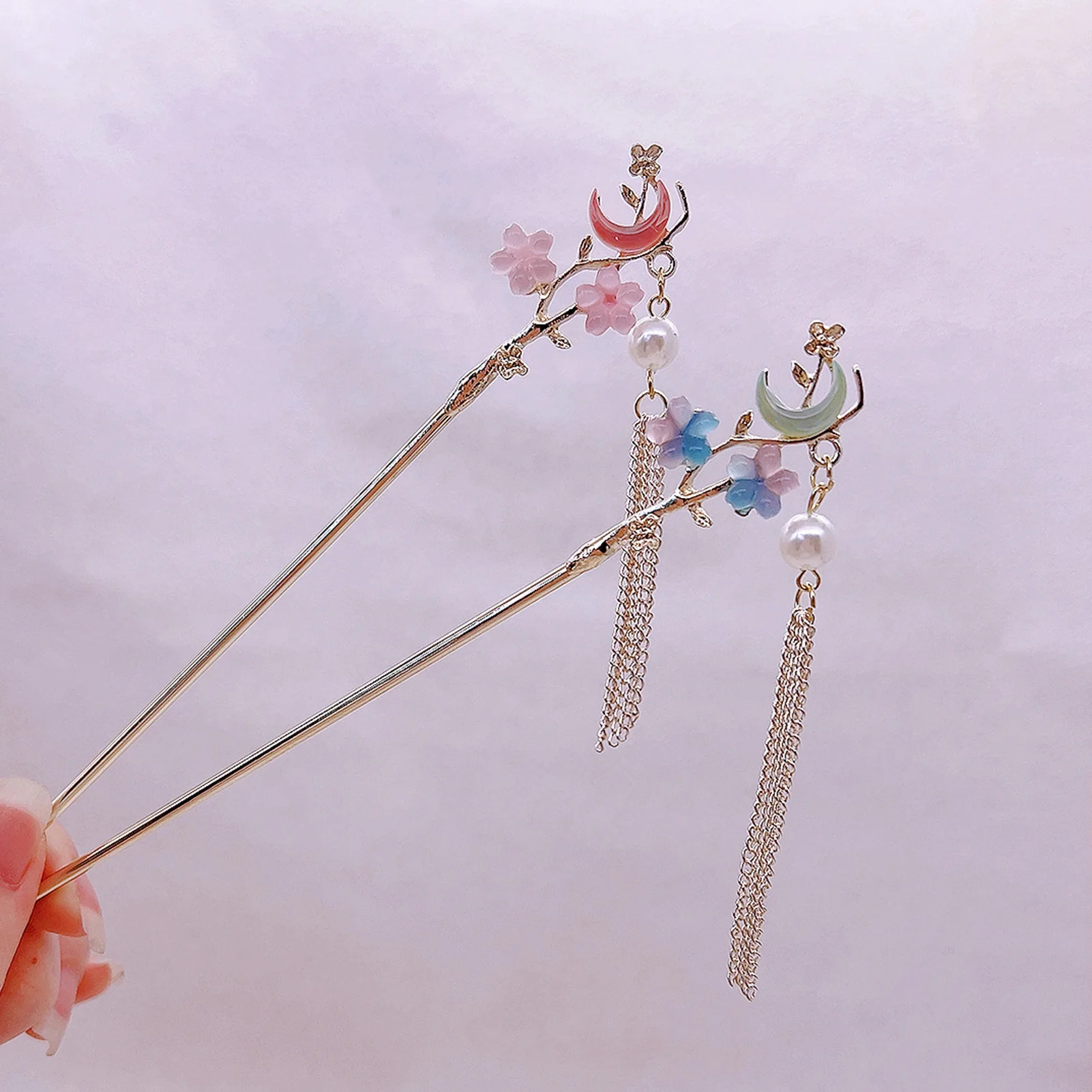 ผู้หญิงผม Sticks ส้อมสาวผู้ถือหางม้าเครื่องประดับดอกไม้ลูกปัด Retro จีน Hairpins อุปกรณ์เสริมผมของขวัญ
