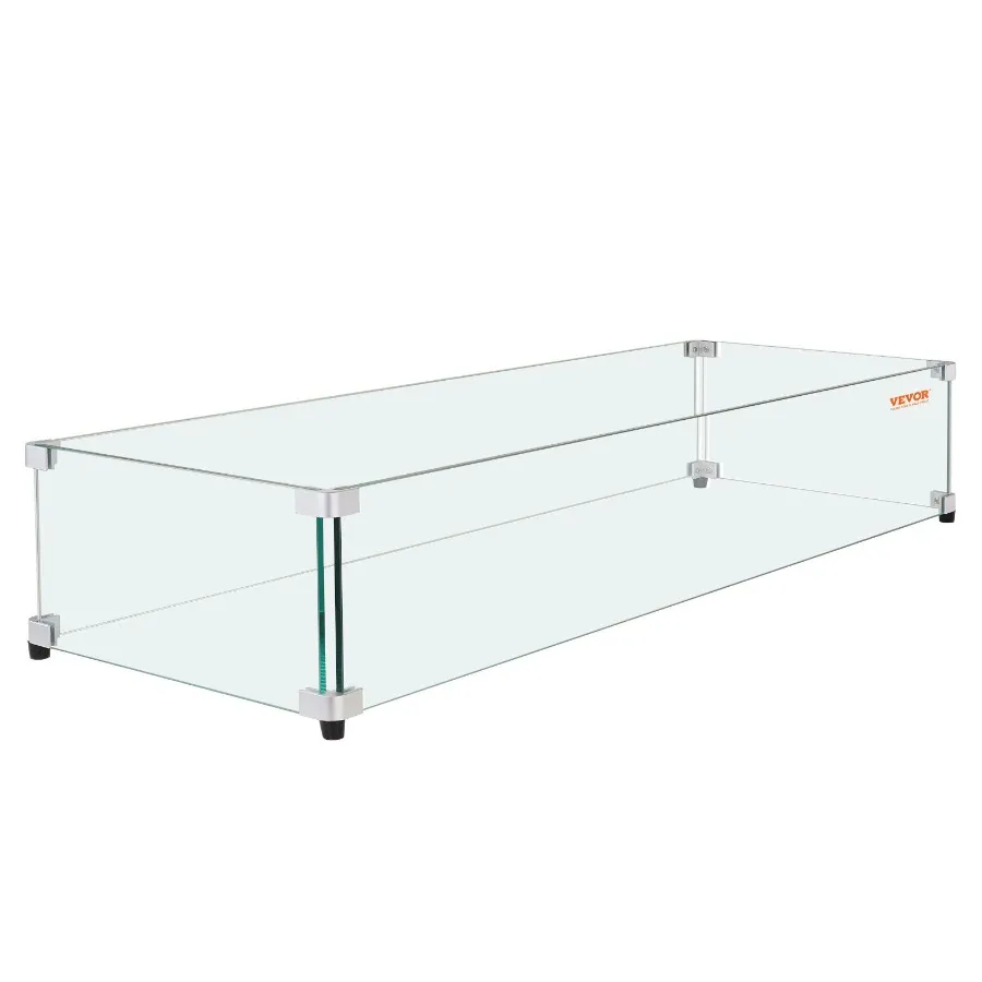 

Glass Wind Guard for Rectangular Fire Pit Table 44 x 14 x 7.5 Inch 0.31 inch Thick and Sturdy Tempered Glass Panel with Hard A