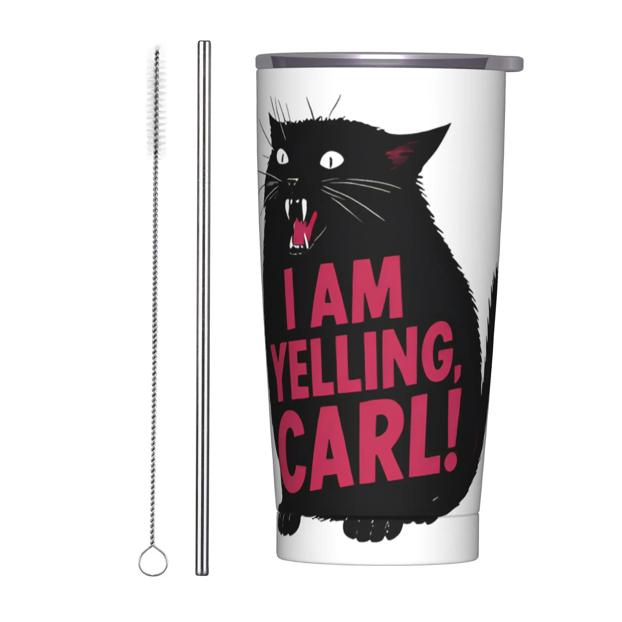I Am Yelling Carl Donut Cat Meme Tumbler  Cold and Hot Leakproof Stainless Steel Thermal Mug Graphic Mugs Cup