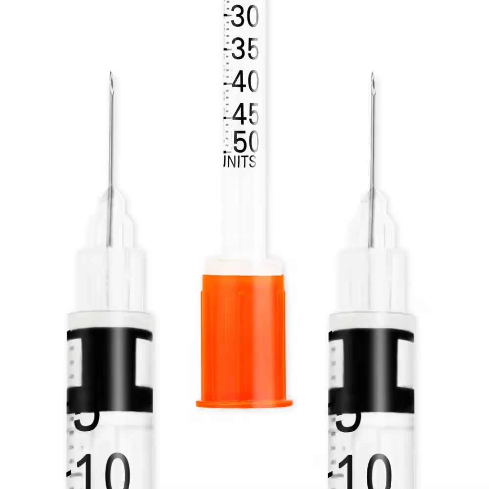 100Pcs/Box 0.5ml 29G 30G 31G insulin Syringe With Needle Diaposable Sterilized Individually Wrapped injector for Pets Animal