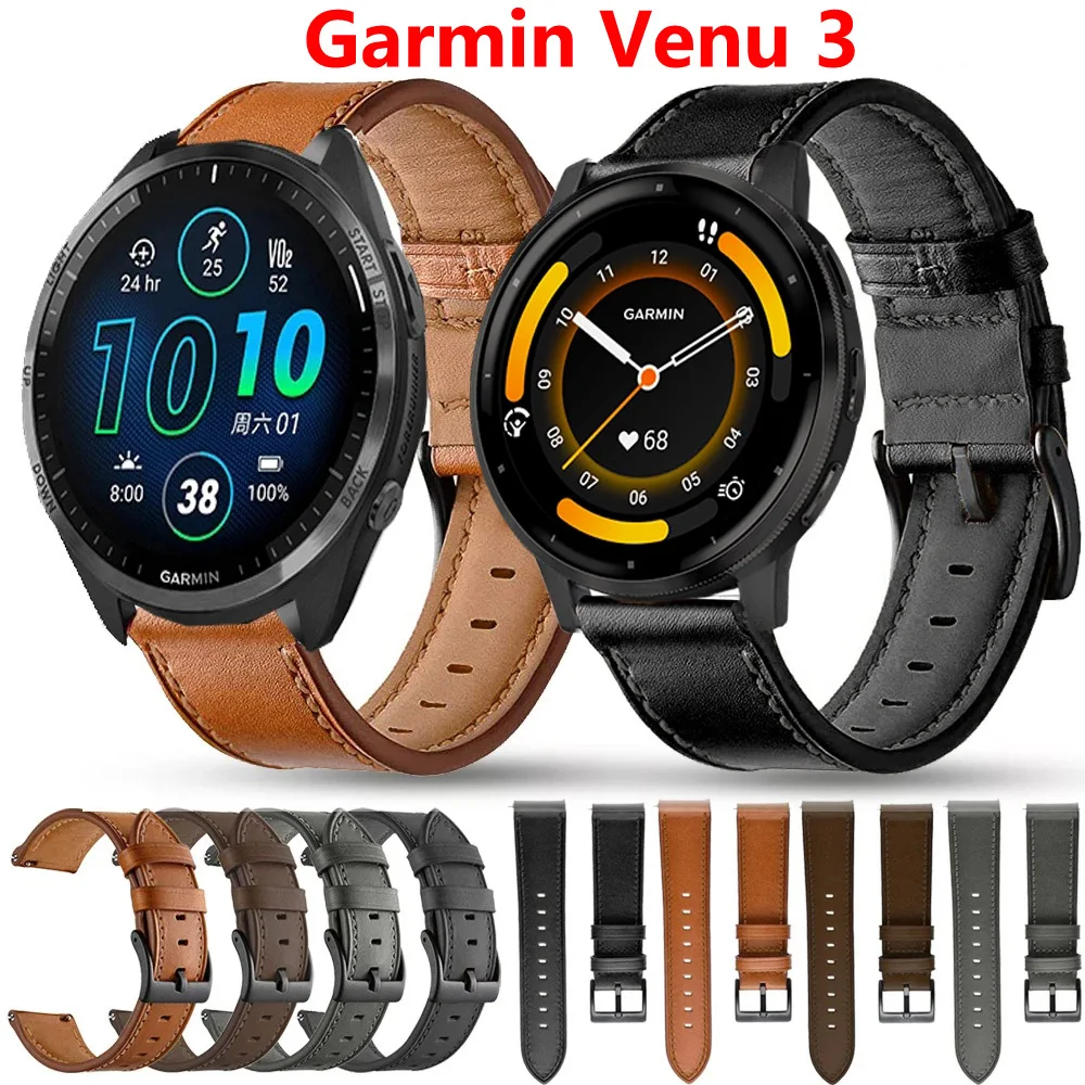 

22mm Leather Strap Watchband for Garmin Venu 3 Smart Wriststrap Quick Releas Bracelet for Garmin Venu 3 Watch Accessories