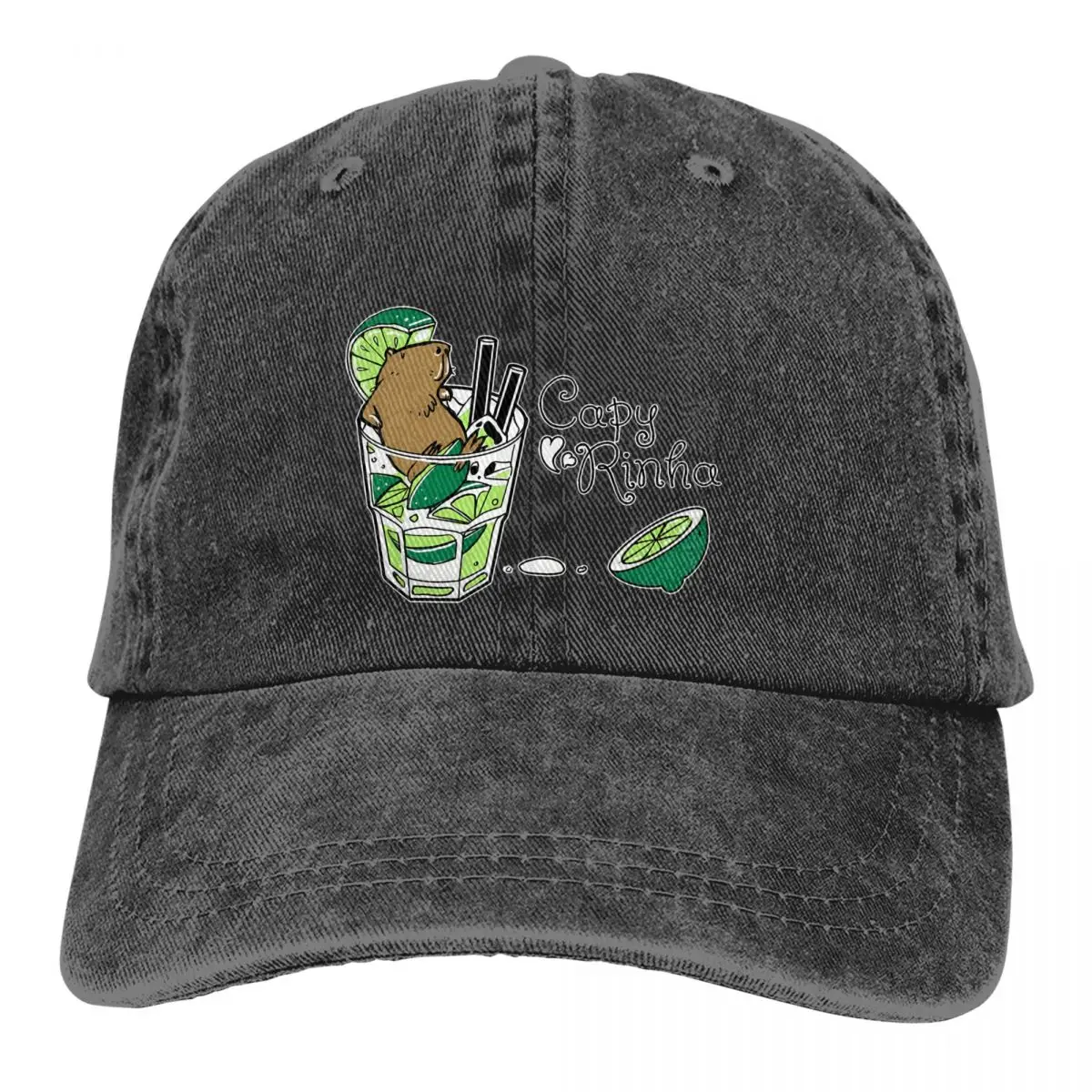 

Washed Men's Baseball Cap Cabybara + Caipirinha = Capyrinha Trucker Snapback Caps Dad Hat Capybara Golf Hats