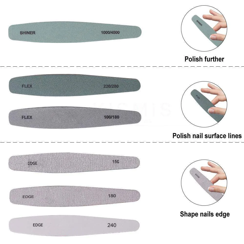 6 Pcs Professional Nail Files and Buffers Set Washable Double Sided Nail Care Tools for Salon and Home Use