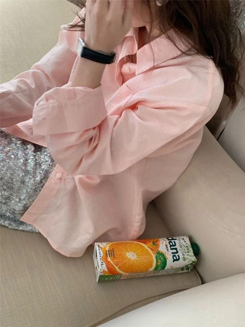 

Lightweight Cotton Linen Shirt Women's Summer Sun Protection Open Cardigan Breathable Women's Shirt V-neck Long Sleeve